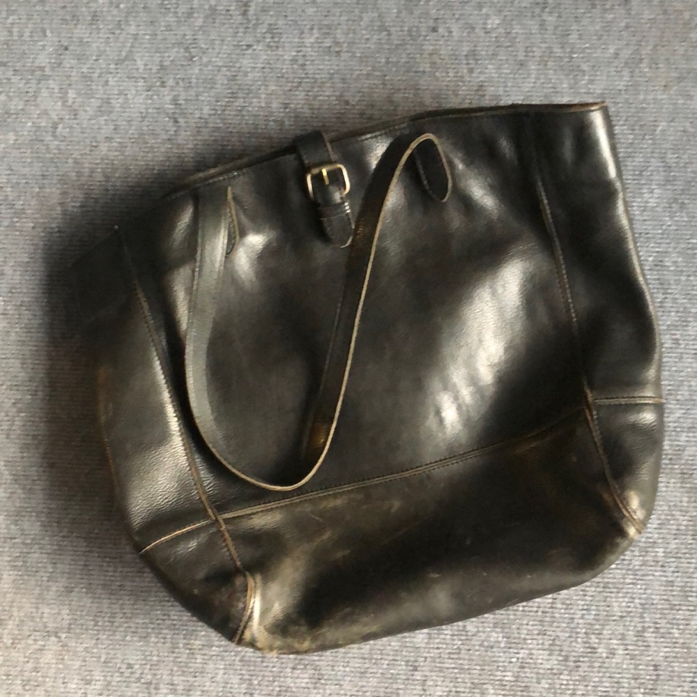Fat Face black genuine leather bag with inside pocket